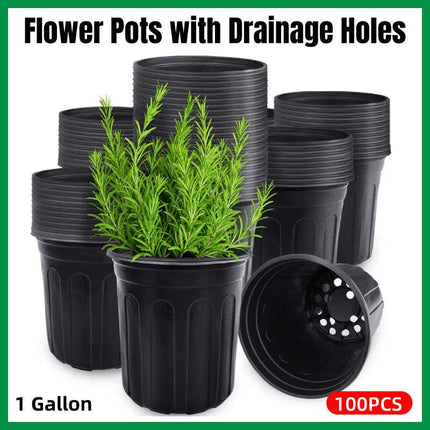 100PCS Black Gallon Soft Plastic Planter Bag Garden Nursery Pot Balcony Grow Bag