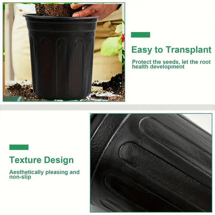 100PCS Black Gallon Soft Plastic Planter Bag Garden Nursery Pot Balcony Grow Bag