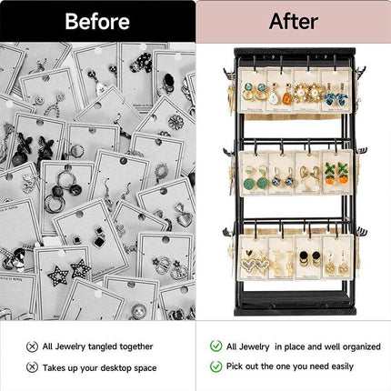 Iron Desktop Earrings Display Organizer Jewellery Stand Holder for Home Storage