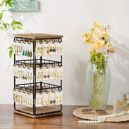 Iron Desktop Earrings Display Organizer Jewellery Stand Holder for Home Storage