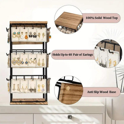 Iron Desktop Earrings Display Organizer Jewellery Stand Holder for Home Storage