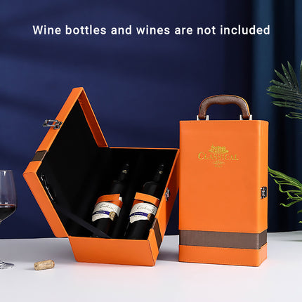 Portable Wine Gift Box Double Bottle with 4 Wine Accessories for Party