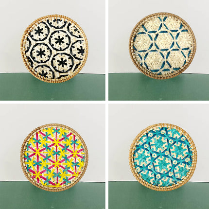 4PCS Bamboo Woven Cup Mat Bowl Pad Heat-Resistant For Home Kitchen Dining Table