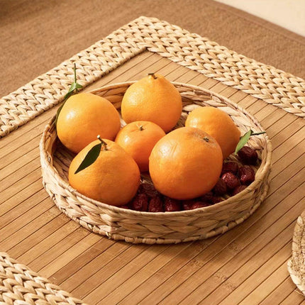 2pcs Rattan Fruit Tray Decorative Storage Trays Multipurpose Shelving Organizer