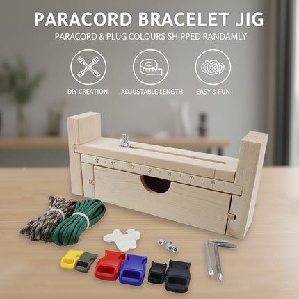 Solid Wood Paracord Bracelet Jig Adjustable Braiding Maker Tool Storage Drawer