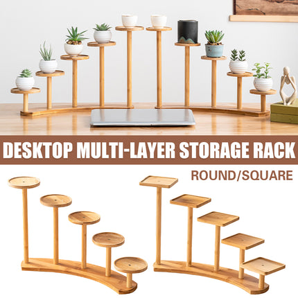 Bamboo Indoor Desktop Flower Stand for Living Room Office MultiTier Plant Holder