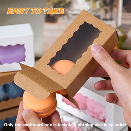 50PCS Kraft Paper Gift Box with Clear Window 10.5x3.5x5.5cm Khaki/White Sturdy