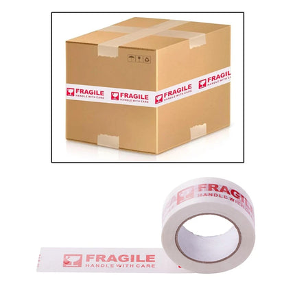 Fragile Handle With Care Tape 5 Rolls 4.8cm x 100m White Red for Packing Moving