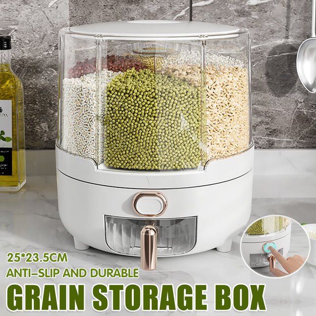 Rotating Grain Dispenser Container 360 Spin PP Multi Compartment 25 x 23.5cm