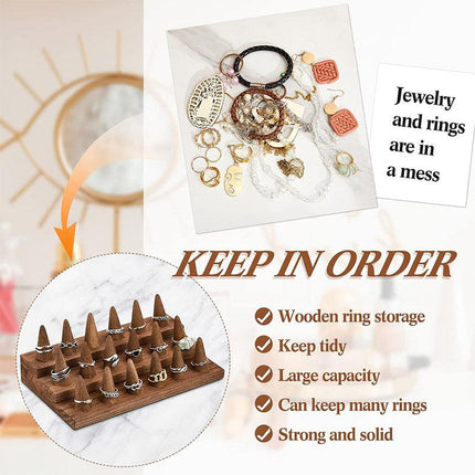 Wooden Jewellery Display Stand Ring Holder Rack for Ring Organization Storage