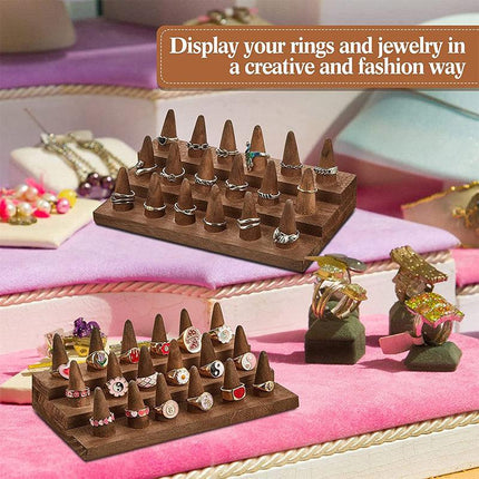 Wooden Jewellery Display Stand Ring Holder Rack for Ring Organization Storage
