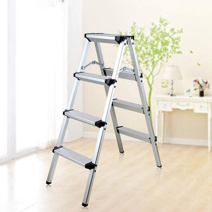 Aluminium Folding Step Ladder Double Sided 4 or 6 Step Portable 150kg