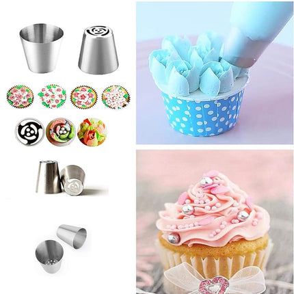 Russian Piping Tips Cake Decorating Set - 14 or 32 PCS Stainless Steel Nozzles