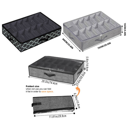 2PCS Shoe Organizer Under Bed Wardrobe Storage Box Zipper Cover Bag Durable