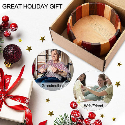 Wooden Round Yarn Bowl Handmade Durable for Knitting Crocheting Craft Use