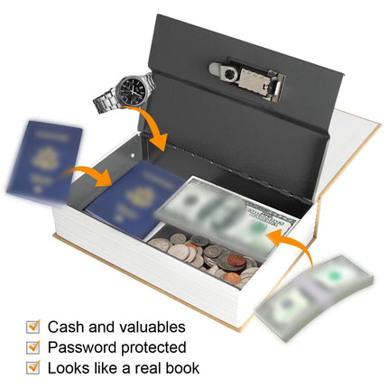 Hidden Book Safe Lock Box for Home and Office Cash Watch Document Storage