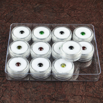 Transparent Round Gemstone Display Box Organizer Case with Lid Storage Packaging