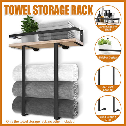 Wall Mounted Bathroom Towel Rack Storage Shelf Multifunctional Holder For Towels