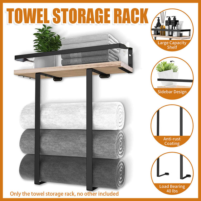 Wall Mounted Bathroom Towel Rack Storage Shelf Multifunctional Holder For Towels