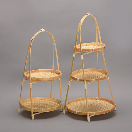Bamboo Woven Handbasket Round Handle for Snacks Fruits Home Storage Decor