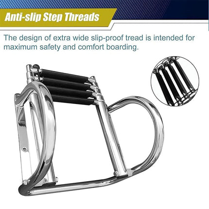 Marine Folding Ladder Yacht Telescopic Step Ladder with Arched Handrail for Boat