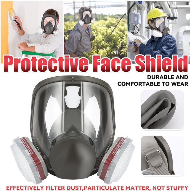 6800 Full Face Respirator Mask with 2 Filters for Chemical Painting Sanding Work