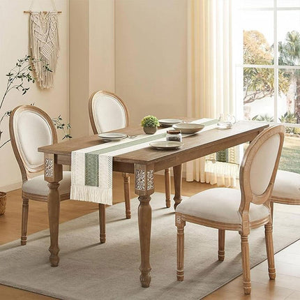 Cotton Linen Table Runner with Knot Tassel Bed End Towel Long Tablecloth Mat