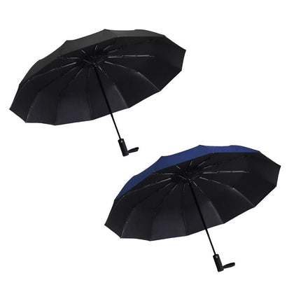Automatic Folding Umbrella 12-Rib Large Windproof Sunshade for Men and Women