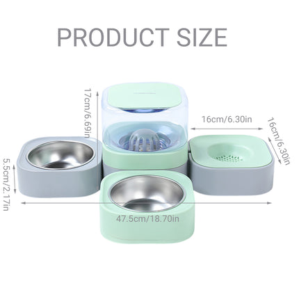 Pet Water Dispenser Double Bowl 1.8L Auto Feeder Indoor Cat Dog