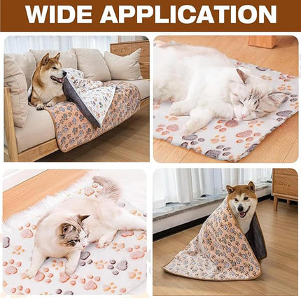 Small Pet Mat Paw Print Cat Dog Puppy Fleece Soft Pet Blanket Bed Cushion