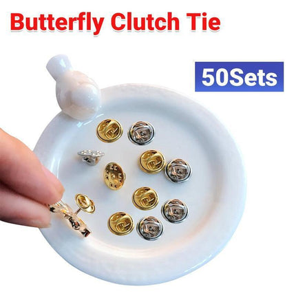 50/100 Sets Butterfly Clutch Tie Tacks Pin Back Replacement With Blank Cuff Pins - Aimall