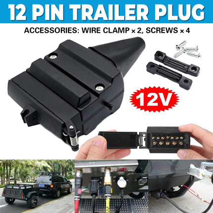 12 Pin Trailer Plug Heavy Duty Weatherproof for Caravan Truck Boat Tow Vehicle
