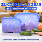 2PCS Food Grade Silicone Storage Bags Reusable Leakproof Seal Fresh Keeper