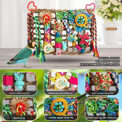 Bird Parrot Cage Toy Colourful Rattan Balls Puzzle Net Bird Supplies Accessories