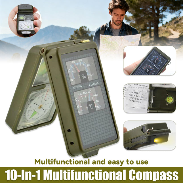 10 in 1 Multifunctional Compass for Outdoor Survival Hiking Camping Navigation