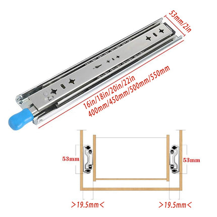 1 Pair Locking Drawer Slides Heavy Duty 120kg Runners Trailer 16 18 20 22 Inch