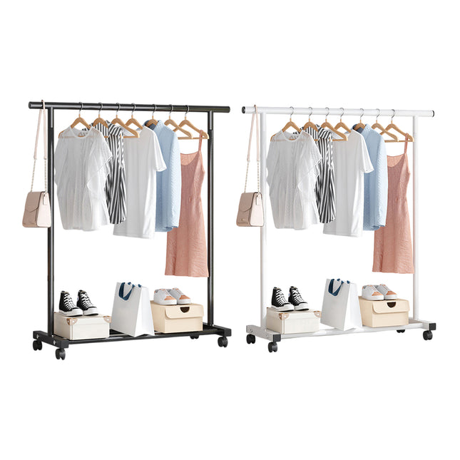 Portable Clothes Rack with Wheels Durable Iron Material for Enterway Bedroom Use