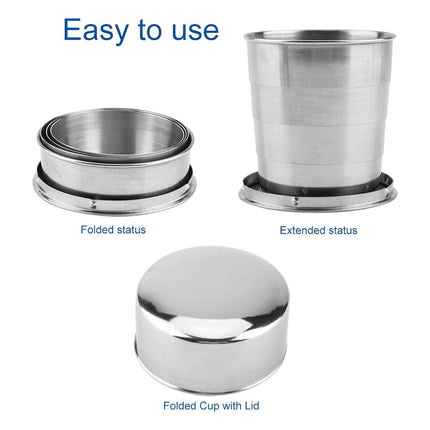Portable Stainless Steel Folding Travel Cup Mini Retractable Outdoor Wine Glass