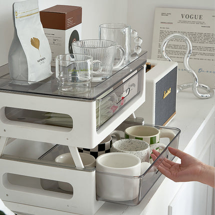 2 or 3 Tier Transparent Drawer Storage Rack for Home and Office Desk