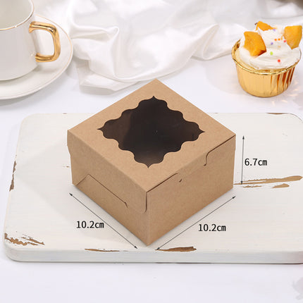 50PCS Cake Packaging Boxes Transparent Window Design 10.2x10.2x6.7cm Durable