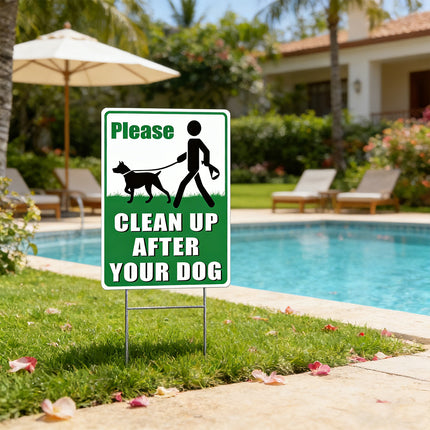 2PCS Clean Up After Your Dog Sign Dog Litter Clean Up Sign 20x30cm Stable Sturdy