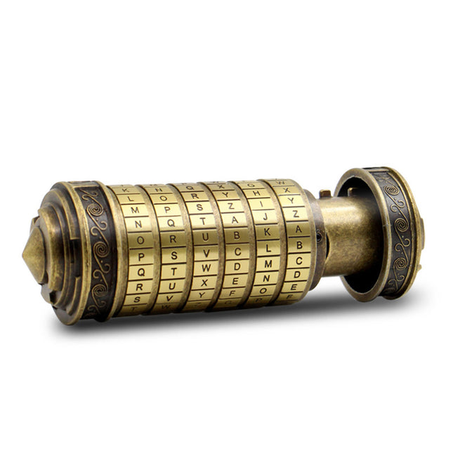 Da Vinci Code Lock Cylinder Vintage Puzzle Box Secret Compartment Bronze Style