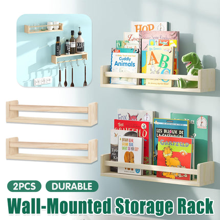 2PCS Solid Wood Wall Mounted Shelf Sturdy Durable Easy Installation Home Decor