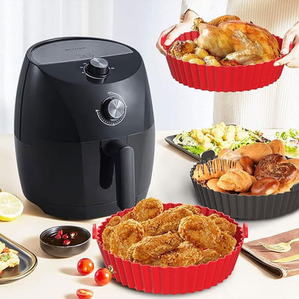2PCS Silicone Air Fryer Baking Pan Round Household Tray Reusable Non Stick