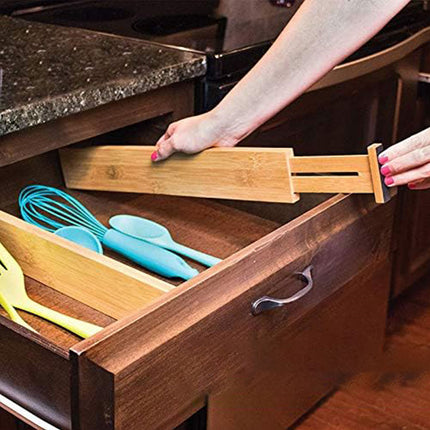 4PCS Bamboo Drawer Retractable Partitions Durable for Home Kitchen Desk Use