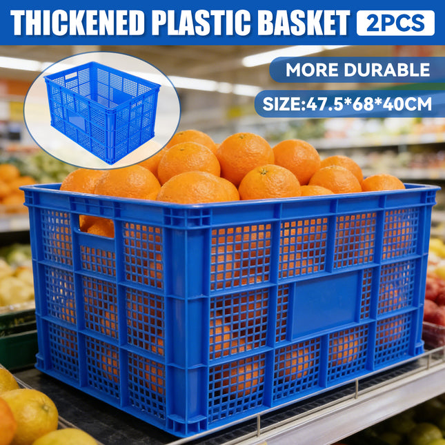 2PCS Heavy Duty Plastic Storage Basket Large Capacity Tote Box for Warehouse