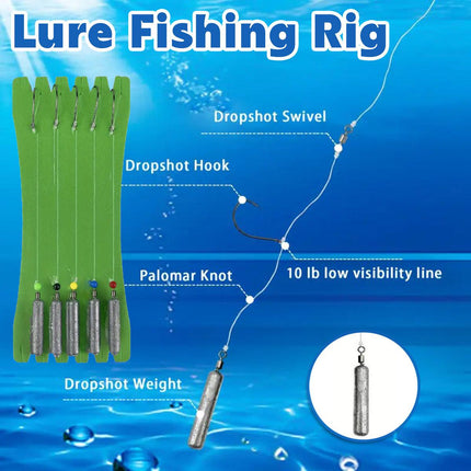 5 Pack Fishing Drop Hook Lead Sinker Bait Rig Board Tackle Accessories Set
