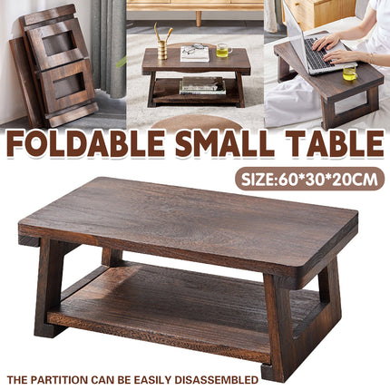 Solid Wood Tatami Foldable Low Table Japanese Style Space Saving Side Table