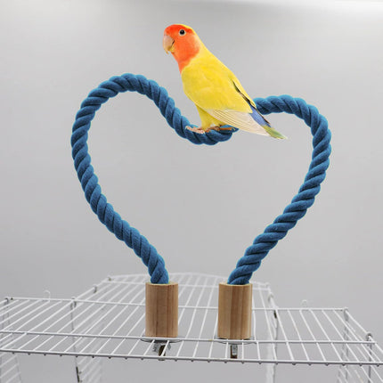 Bendable Cotton Rope Parrot Perch Bird Climbing Stand Toy Blue 3 Sizes
