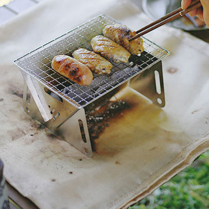 Camping Mini BBQ Grill Portable Charcoal Barbecue Grill Stainless Steel Camping